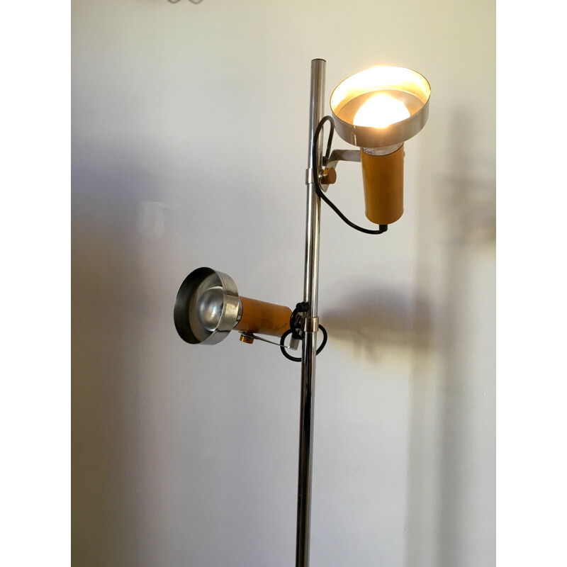 Vintage chrome and metal floor lamp - 1970s