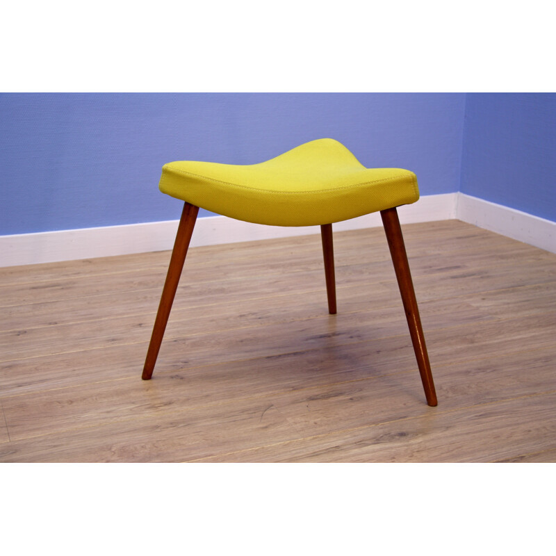 Vintage scandinavian triangle-shaped footstool in teak - 1960s