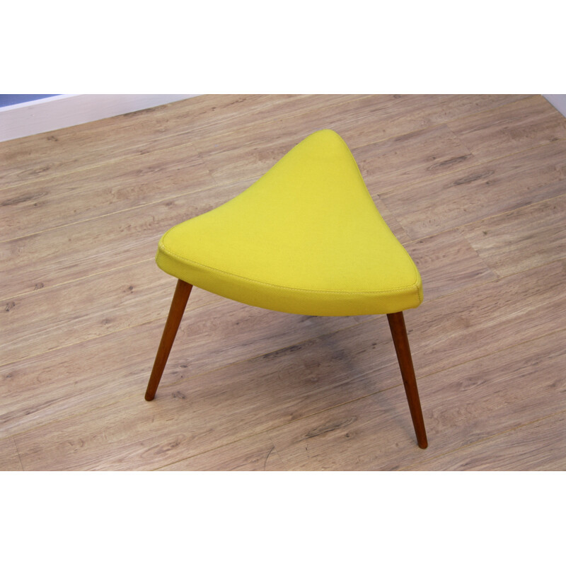Vintage scandinavian triangle-shaped footstool in teak - 1960s