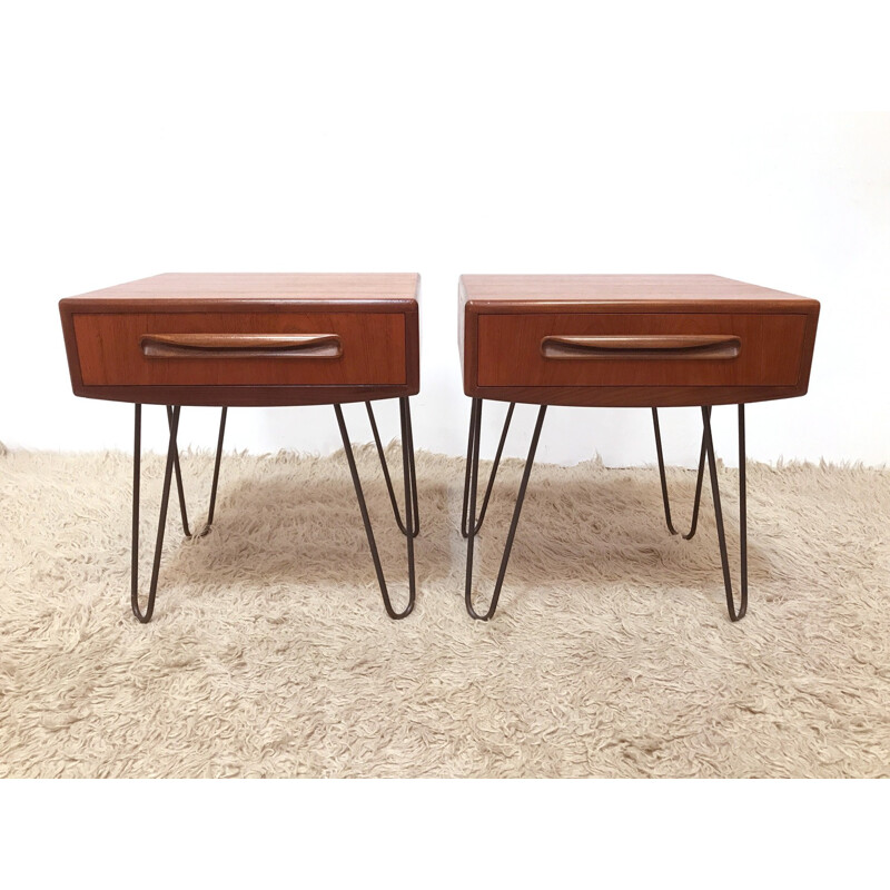 G-plan vintage industrial pair of Fresco bedside tables - 1970s
