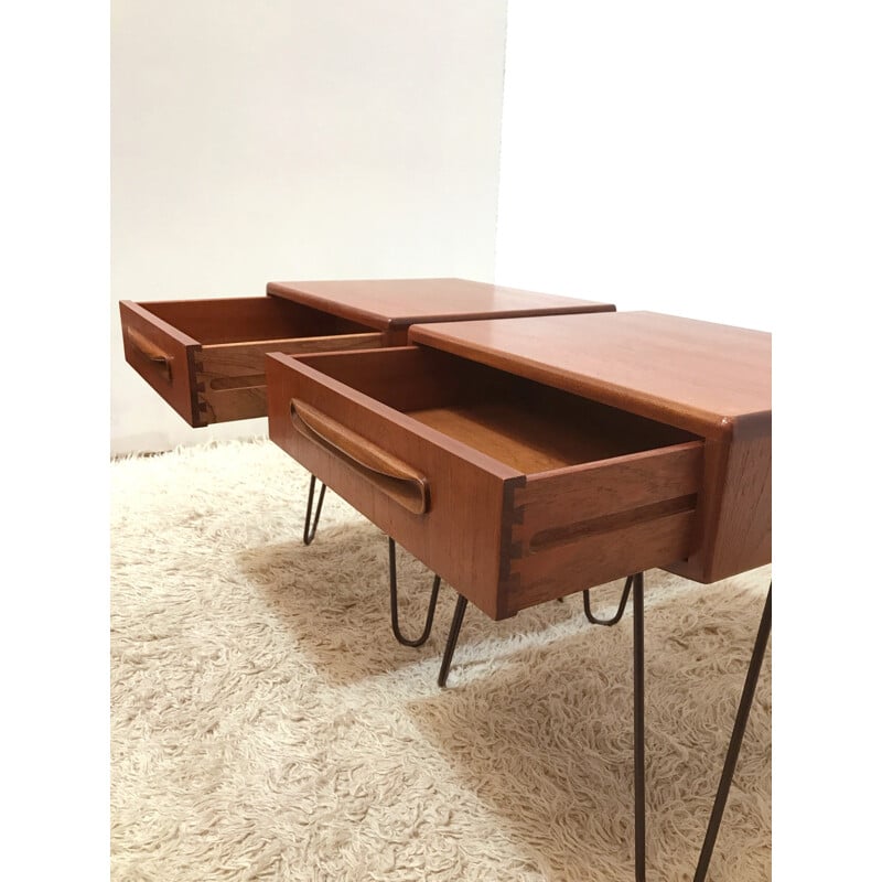 G-plan vintage industrial pair of Fresco bedside tables - 1970s