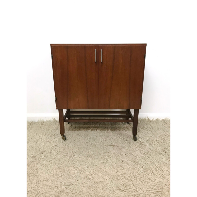 Vintage Danish style Teak Cabinet on wheels - 1970s