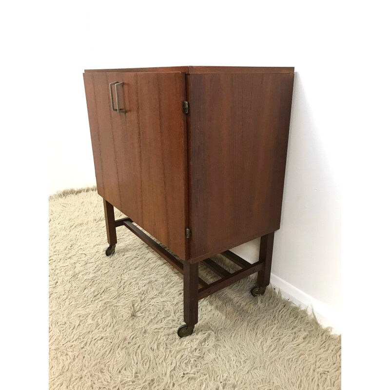 Vintage Danish style Teak Cabinet on wheels - 1970s