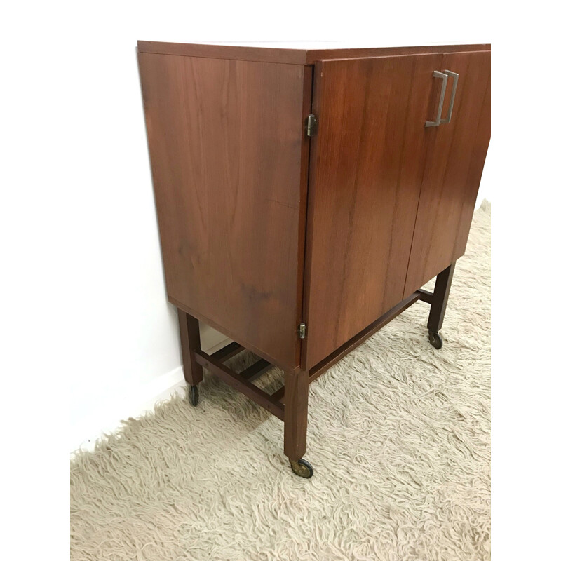 Vintage Danish style Teak Cabinet on wheels - 1970s