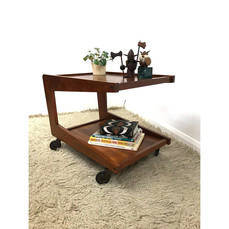 Vintage danish teak Cantilever drinks trolley for Sika Mobler - 1960s