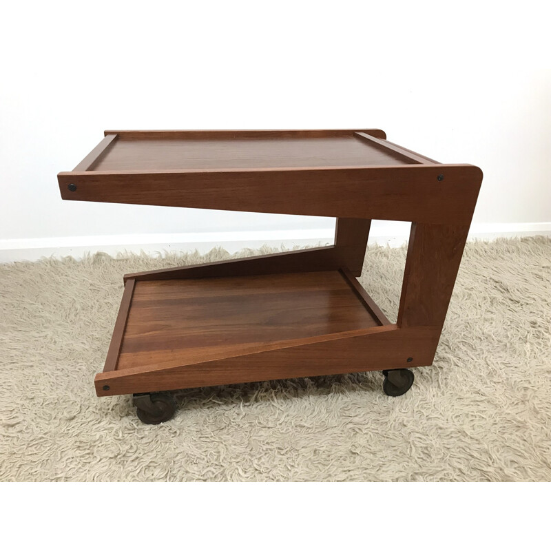 Vintage danish teak Cantilever drinks trolley for Sika Mobler - 1960s