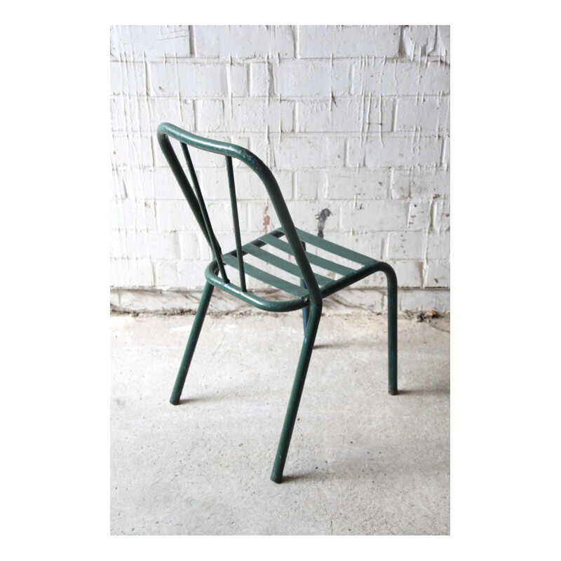 Set of 2 Green Metal "Bistro" Chair Vintage  - 1940s