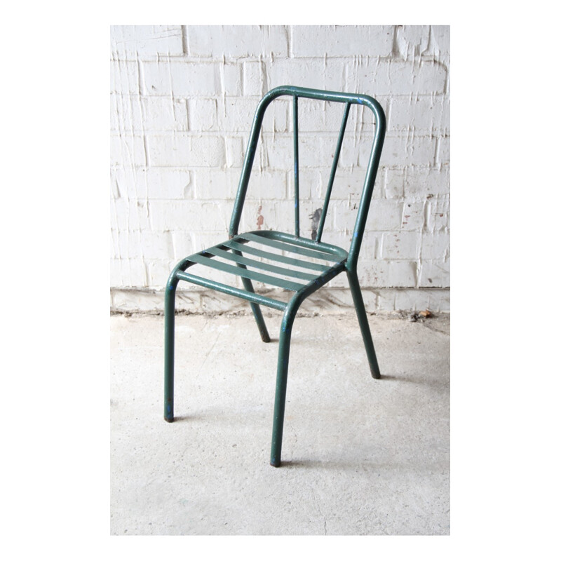 Set of 2 Green Metal "Bistro" Chair Vintage  - 1940s