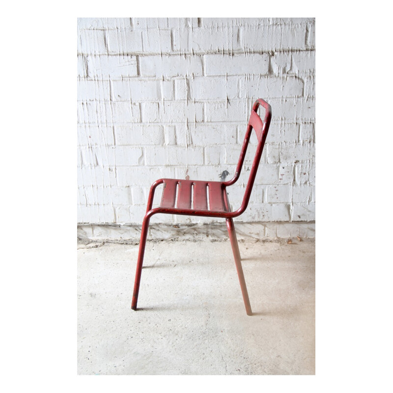 Vintage Red Metal Chair - 1960s