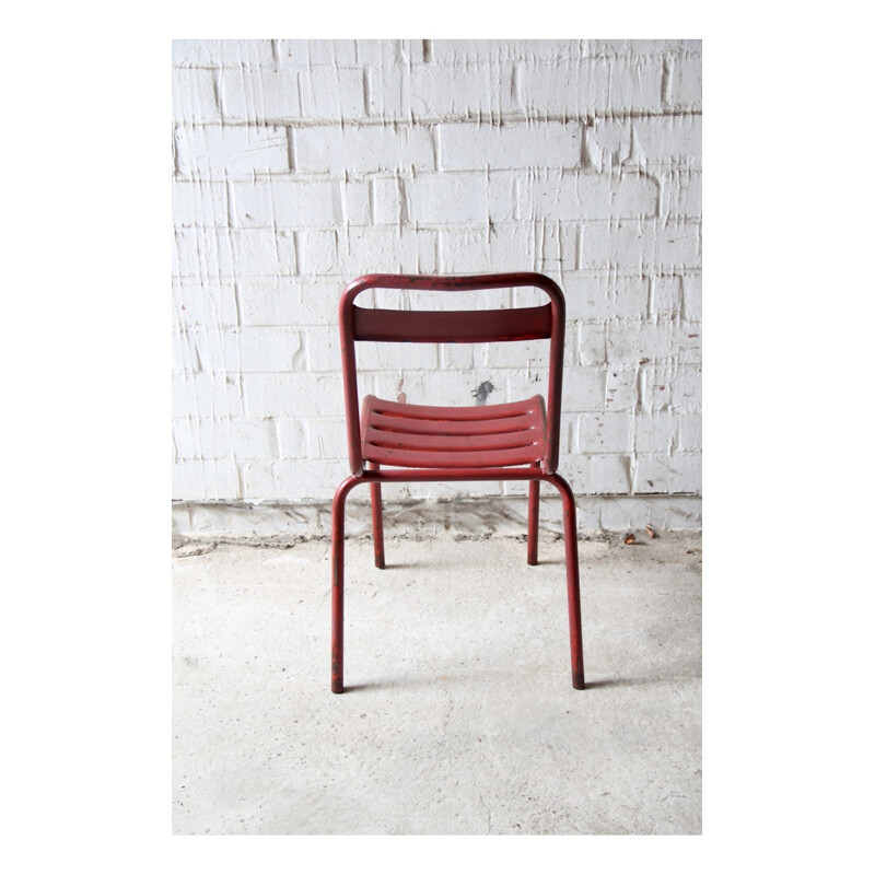 Vintage Red Metal Chair - 1960s