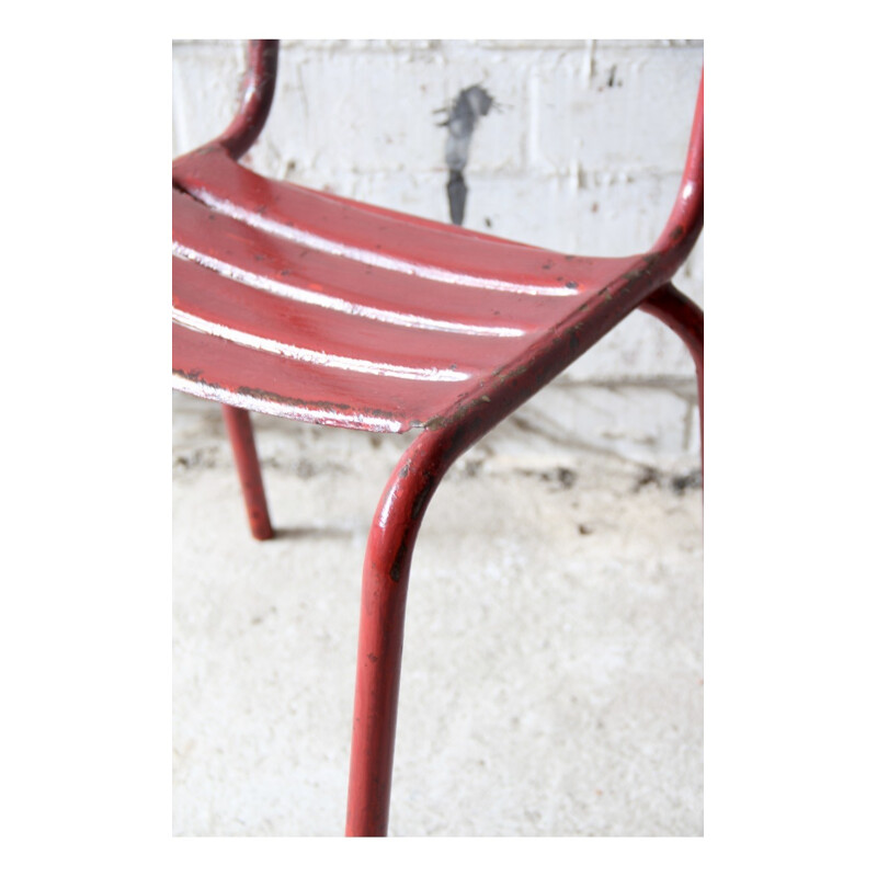 Vintage Red Metal Chair - 1960s