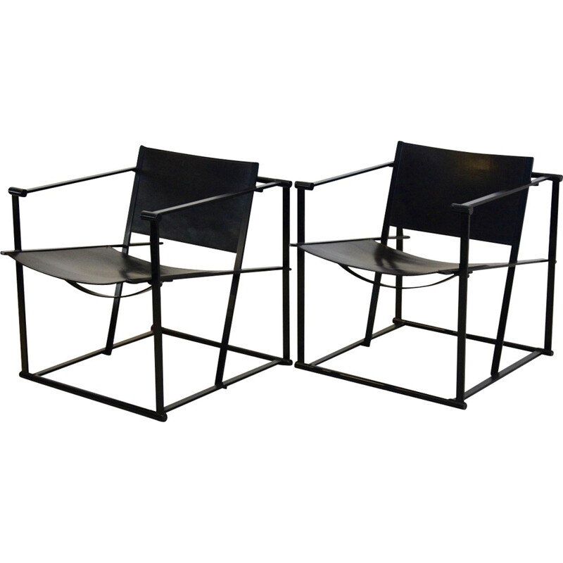 FM62 Cubic Leather Lounge Chairs by Radboud van Beekum for Pastoe - 1980s