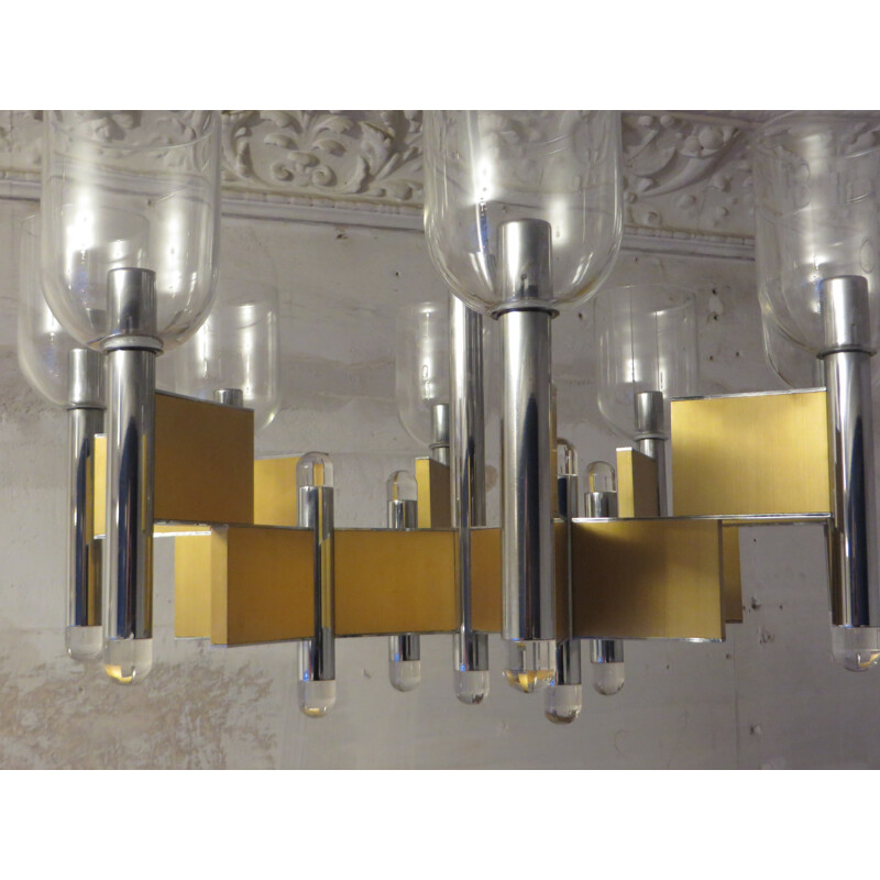 Italian Vintage Geometric Ceiling Light by Gaetano Sciolari - 1970s