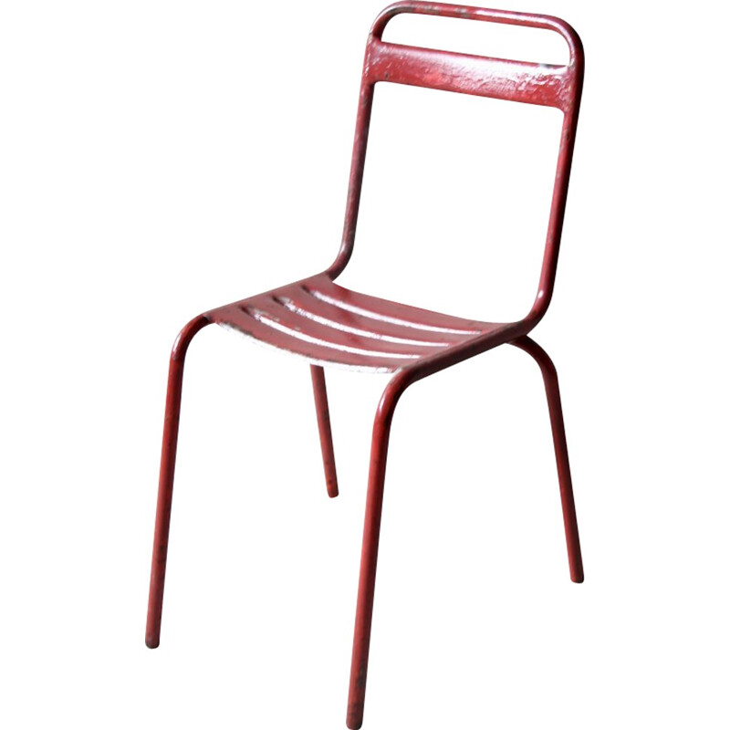 Vintage Red Metal Chair - 1960s