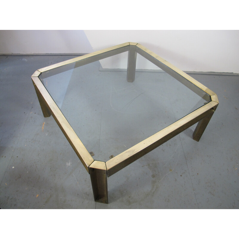 Vintage embassy brass coffee table by Peter Ghyczy, 1970