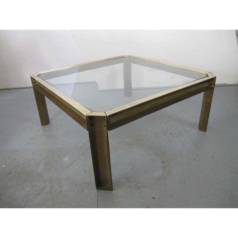 Vintage embassy brass coffee table by Peter Ghyczy, 1970