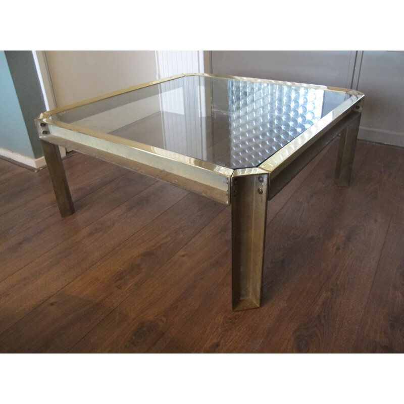 Vintage embassy brass coffee table by Peter Ghyczy, 1970