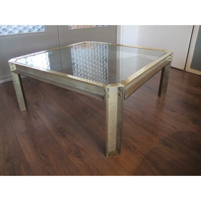 Vintage embassy brass coffee table by Peter Ghyczy, 1970