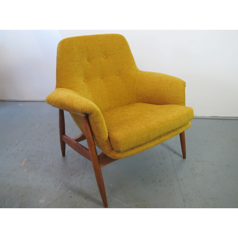 Yellow vintage Teak Easy Chair - 1950s