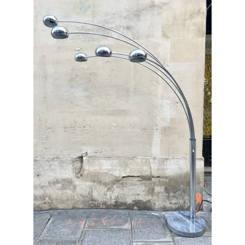 Vintage floor lamp Lyktan in steel and marble - 1970s