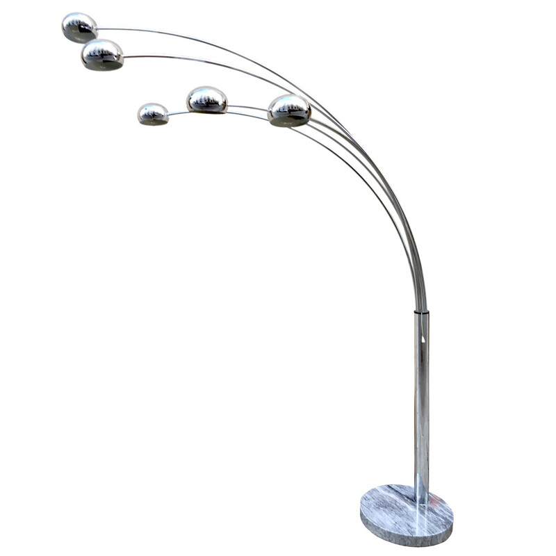 Vintage floor lamp Lyktan in steel and marble - 1970s