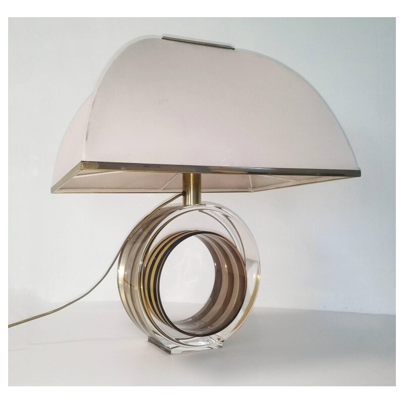 Vintage brass and lucite table lamp - 1970s