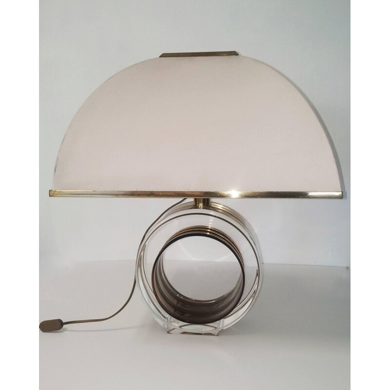 Vintage brass and lucite table lamp - 1970s