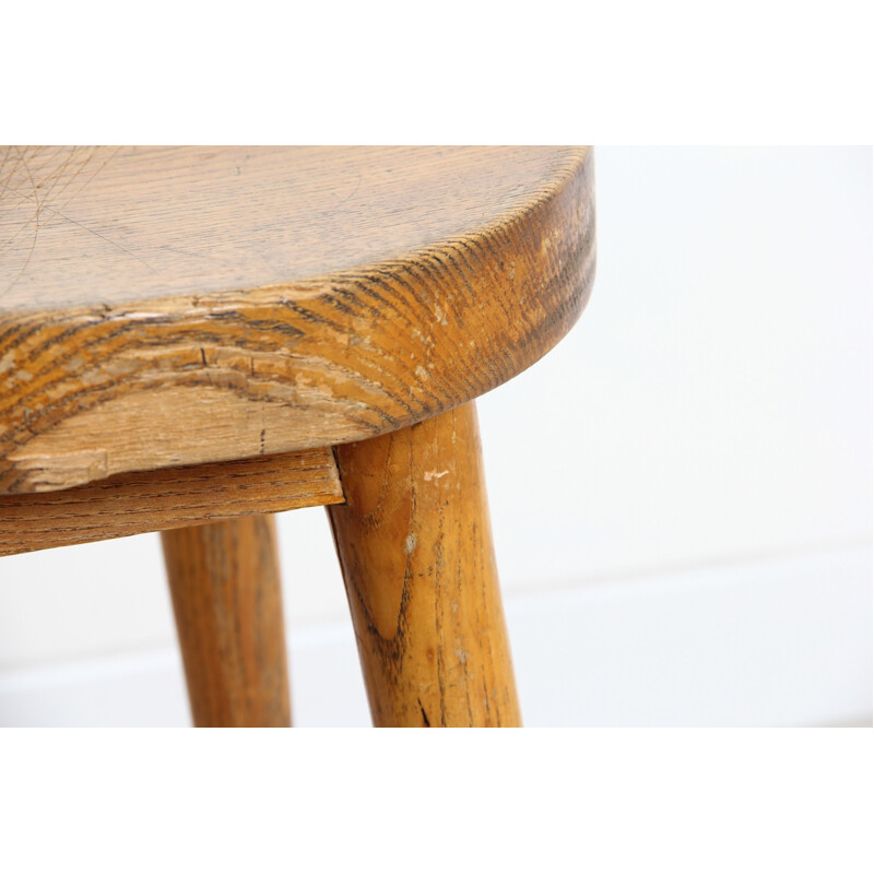 Stool in solid pine, Pierre JEANNERET -  1960s