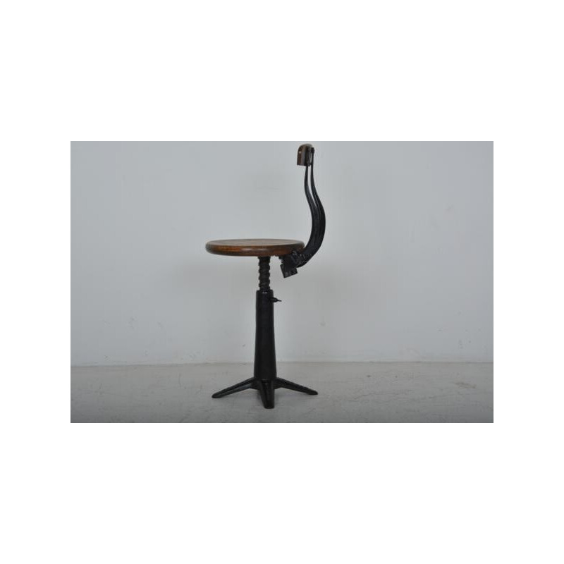 Tabouret d'atelier Singer en bois - 1950