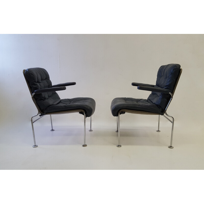 Birgitta Leather Armchairs by Bruno Mathsson for Dux - 1960s