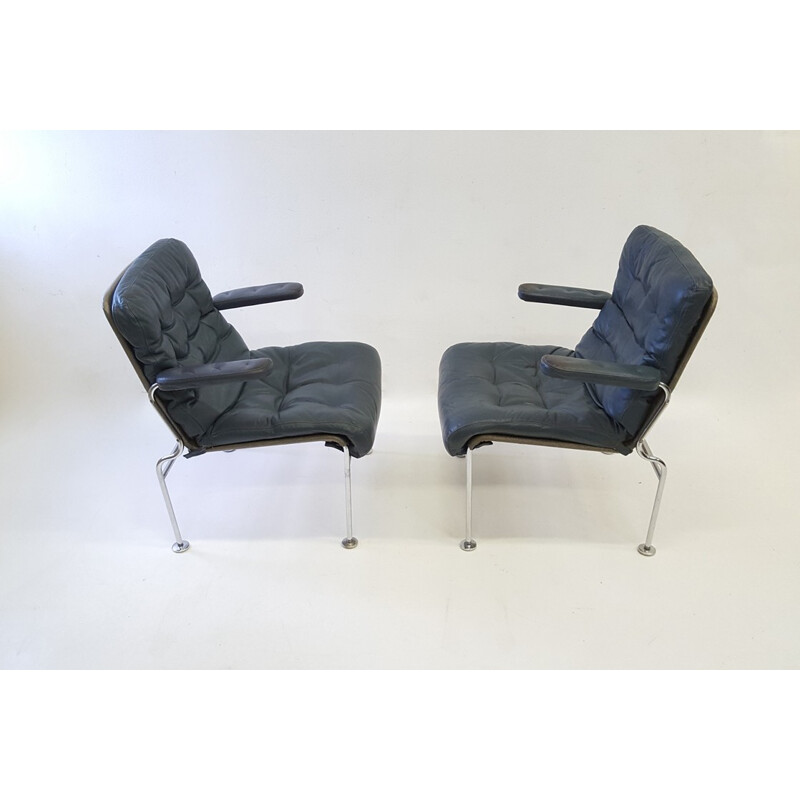 Birgitta Leather Armchairs by Bruno Mathsson for Dux - 1960s