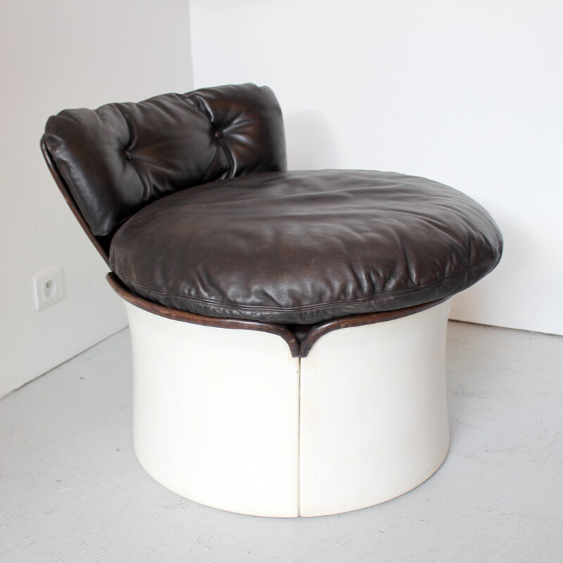 Fauteuil en cuir vintage français - 1970