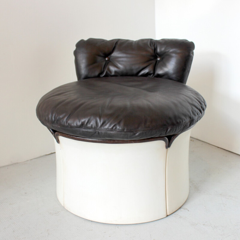 Fauteuil en cuir vintage français - 1970