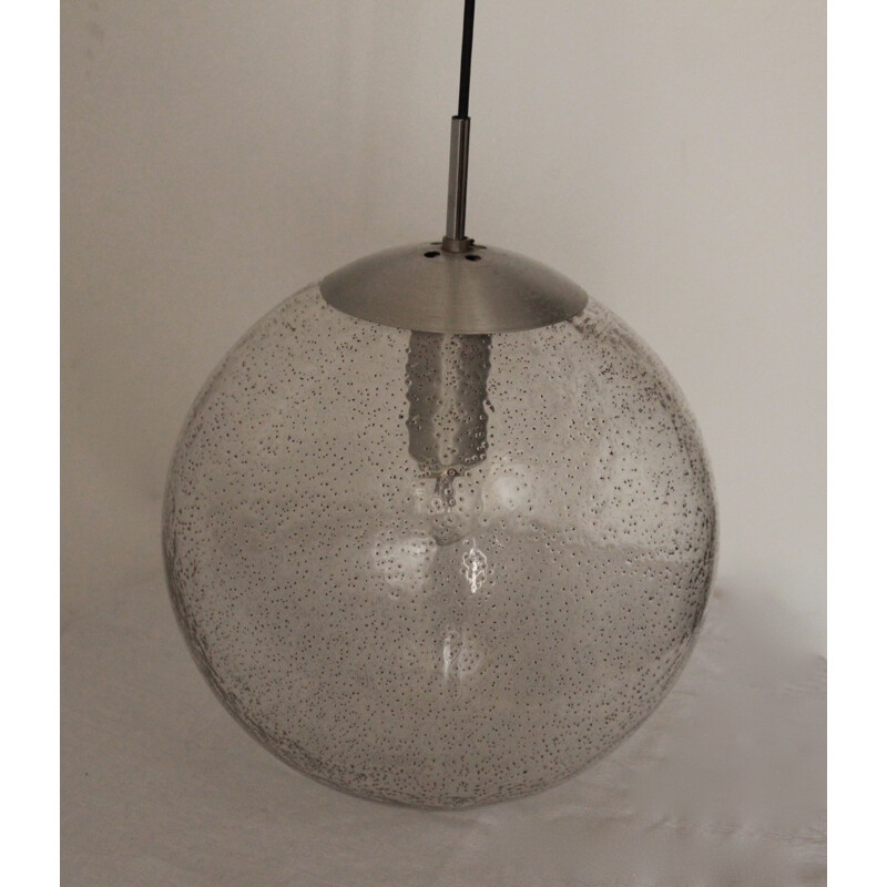 Vintage ball hanging lamp in glass - 1970s