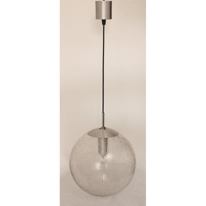 Vintage ball hanging lamp in glass - 1970s