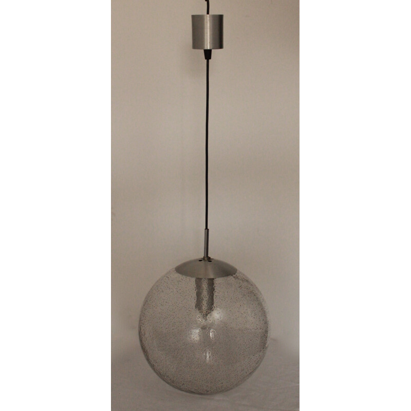 Vintage ball hanging lamp in glass - 1970s