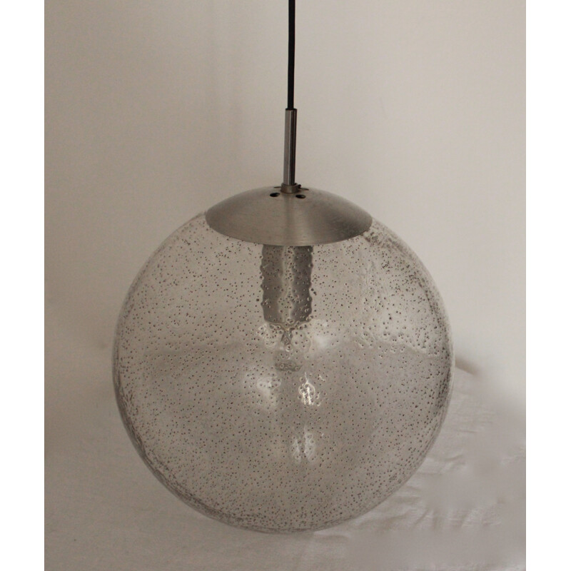 Vintage ball hanging lamp in glass - 1970s