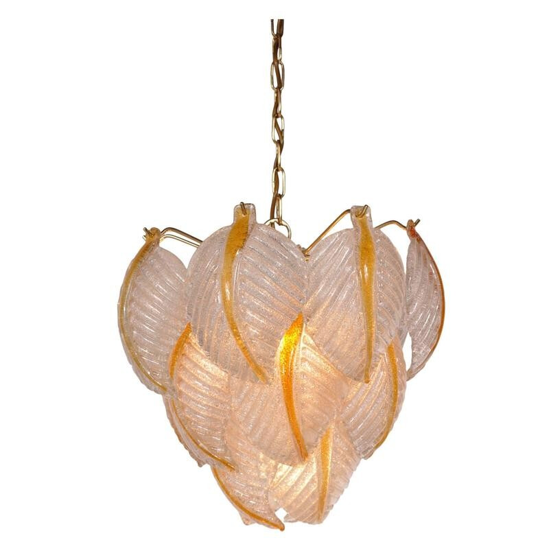 Vintage Murano glass ceiling lamp by Mazzega, Italy 1960