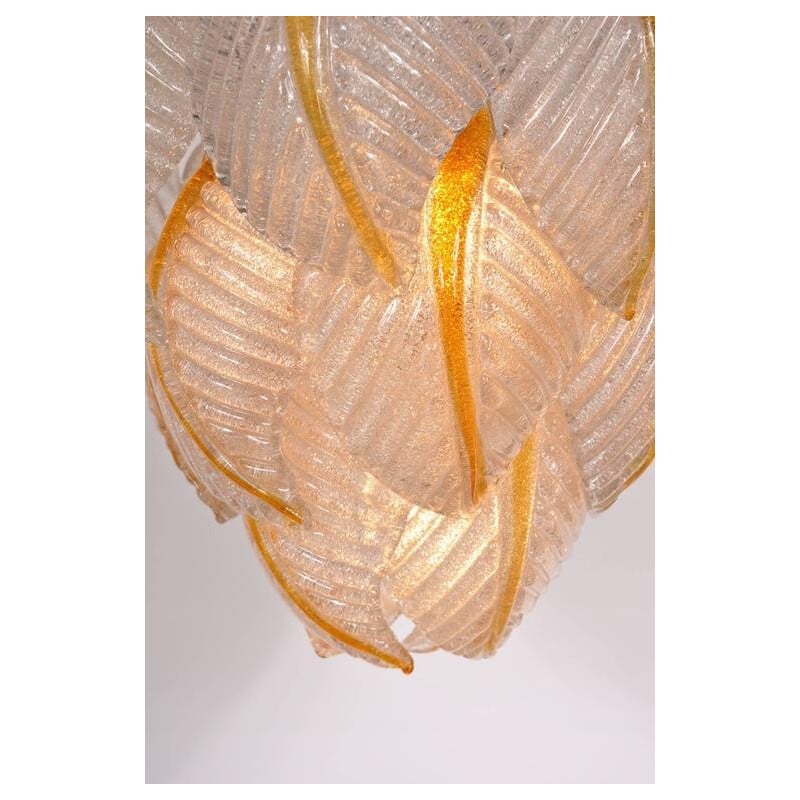 Vintage Murano glass ceiling lamp by Mazzega, Italy 1960