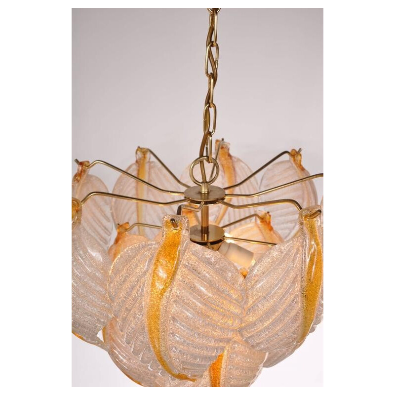 Vintage Murano glass ceiling lamp by Mazzega, Italy 1960