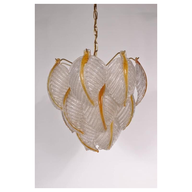 Vintage Murano glass ceiling lamp by Mazzega, Italy 1960