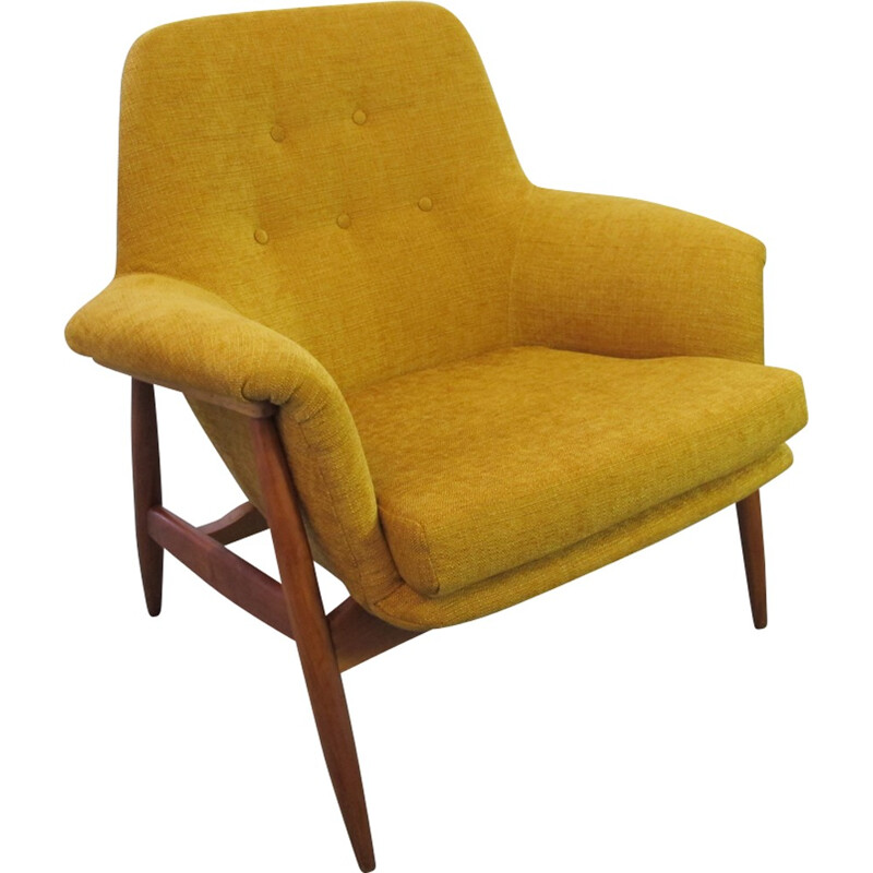 Yellow vintage Teak Easy Chair - 1950s