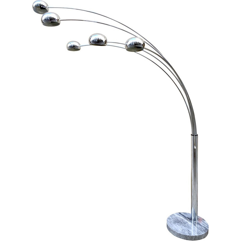 Vintage floor lamp Lyktan in steel and marble - 1970s