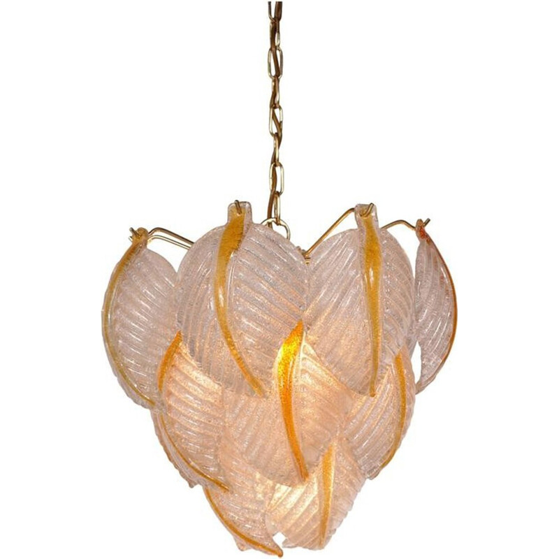 Vintage Murano glass ceiling lamp by Mazzega, Italy 1960