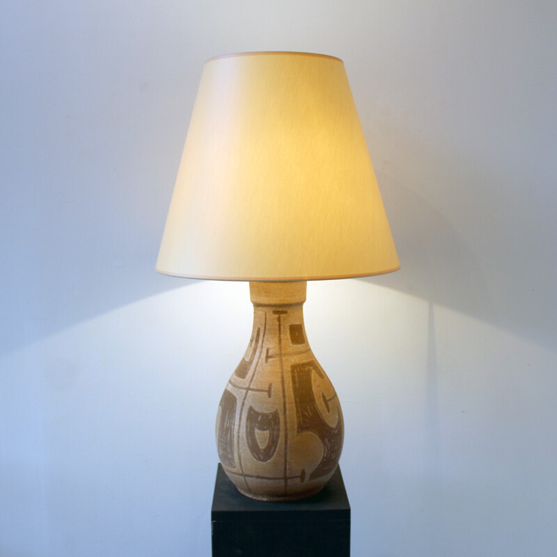 Vintage-Tischlampe aus Keramik mit geometrischem Dekor, 1960