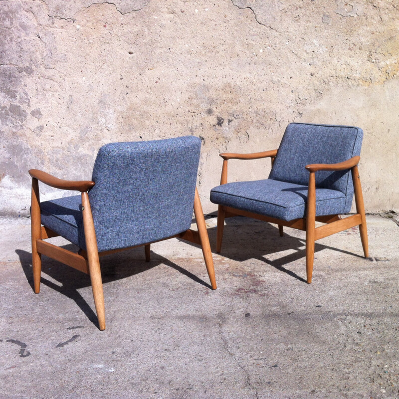 Pair of grey scandinavian armchair, Edmund HOM - 1960s