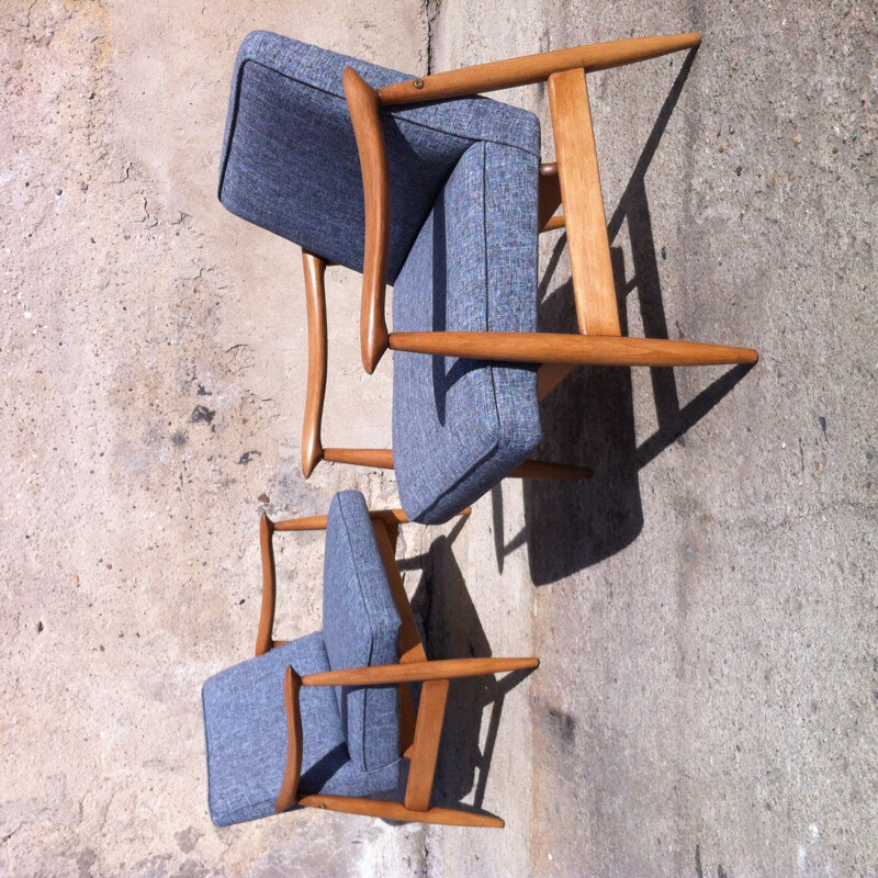 Pair of grey scandinavian armchair, Edmund HOM - 1960s