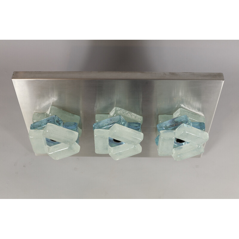 3 brons wandlamp van Albano Poli voor Poliarte, staal en glas - 1970