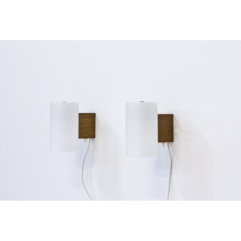 Pair of Minimalist Wall Lamps by Uno & Östen Kristiansson for Luxus - 1950s