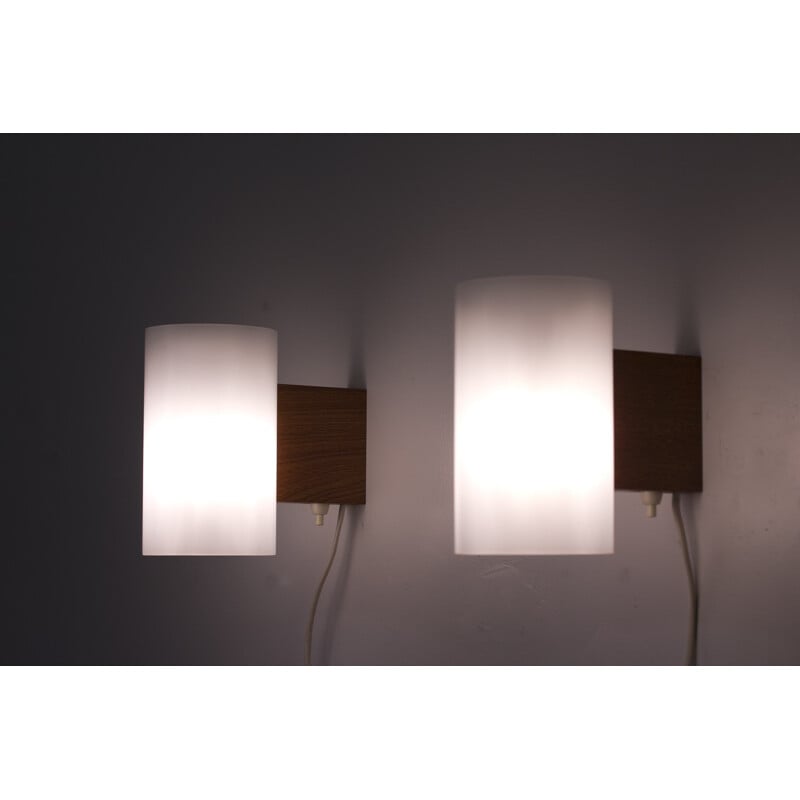 Pair of Minimalist Wall Lamps by Uno & Östen Kristiansson for Luxus - 1950s